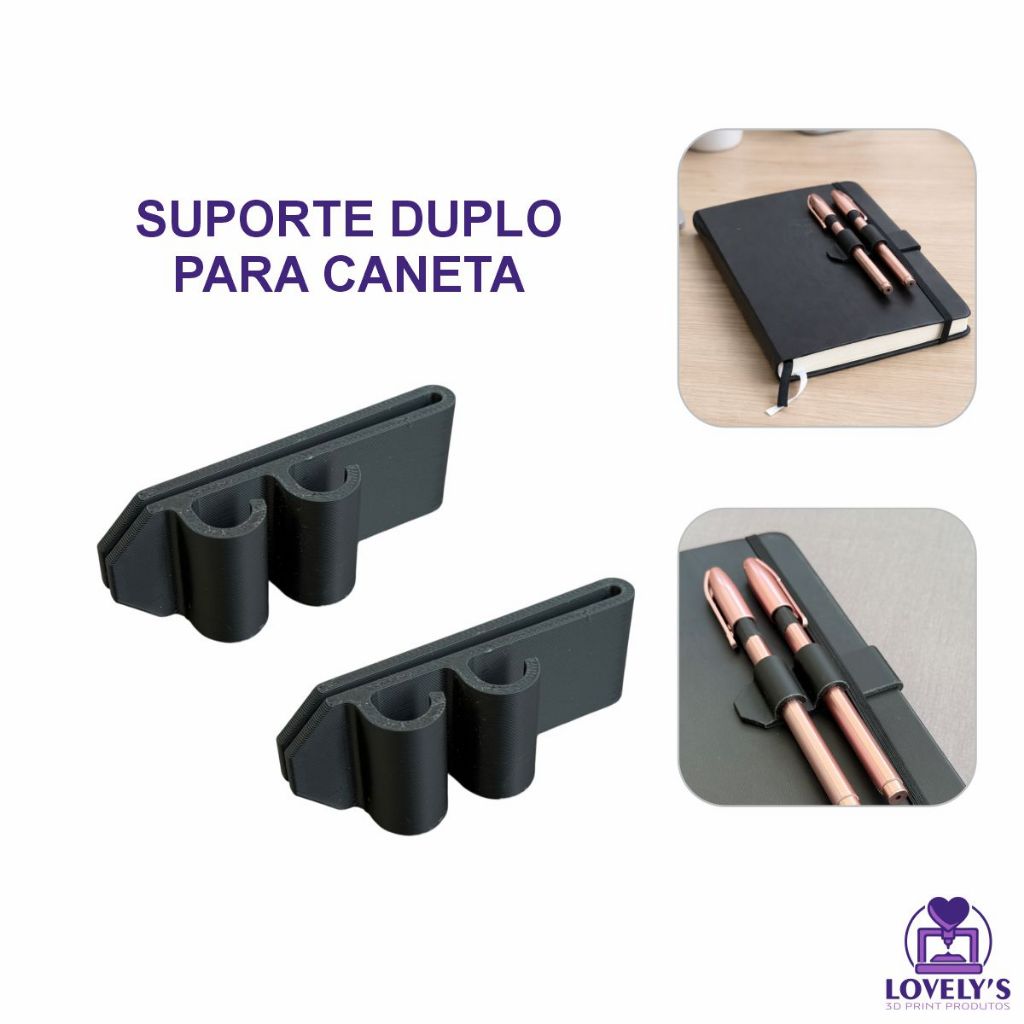 Kit com 2 Suportes Duplo para Canetas em Diário Agenda Caderno
