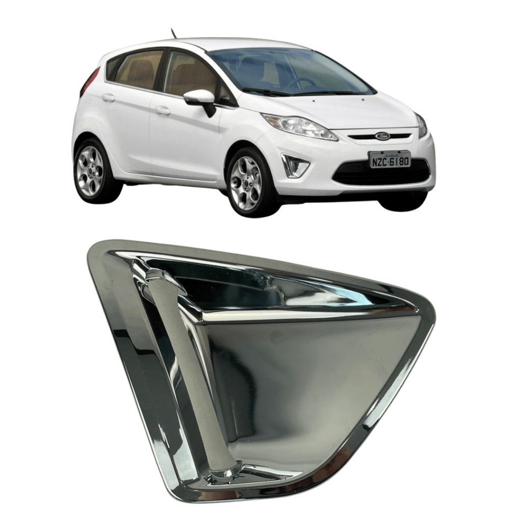 GRADE MOLDURA FAROL DE MILHA FORD NEW FIESTA MEXICANO 2011 2012 DIREITA CROMADA COM FURO MILHA