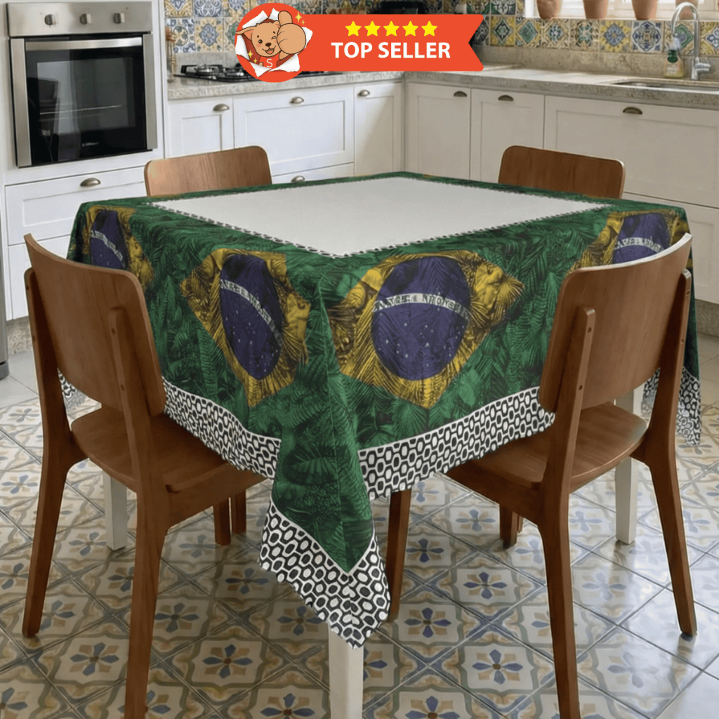 Toalha de Mesa 4 Lugares 1,50x1,50 Mesa Posta Cozinha Estampas Exclusivas Copa Do Mundo