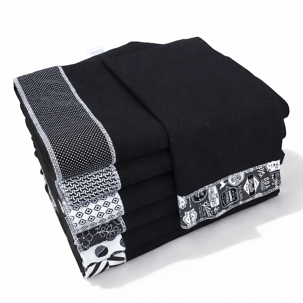 Pano De Prato Preto Gourmet Barrado Minimalista Gourmet 5 unid