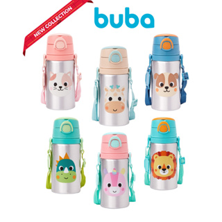 Garrafinha de Alumínio Infantil Buba Zoo Com Canudo e Alça 400ml em Oferta na Shopee