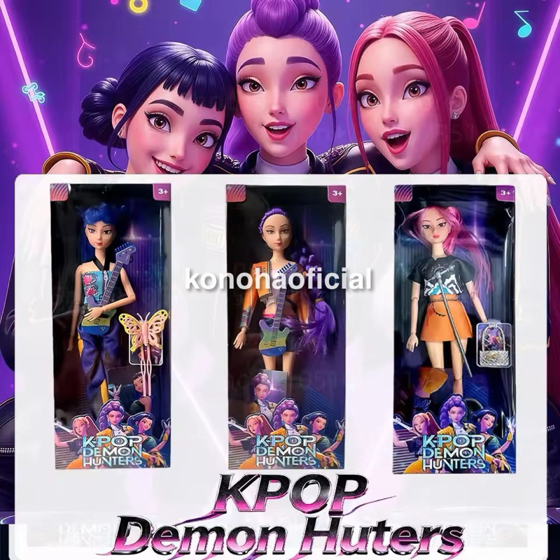 3pcs Bonecas Guerreiras Do K-Pop Demon Hunters Rumi Mira Zoey Articuladas Figuras Colecionáveis