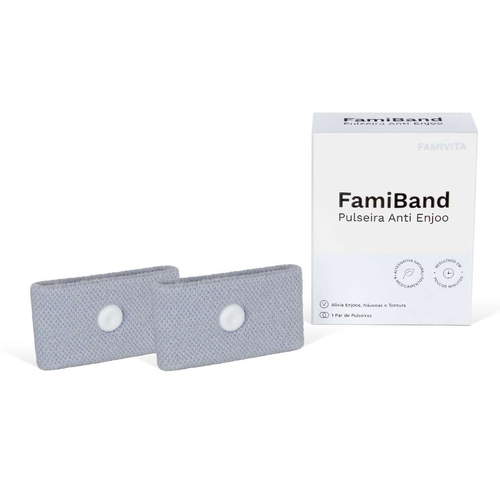 FamiBand Famivita Pulseira Anti Enjoo Alívio Natural Náuseas Gestação e Viagens - 1 Par de Pulseiras
