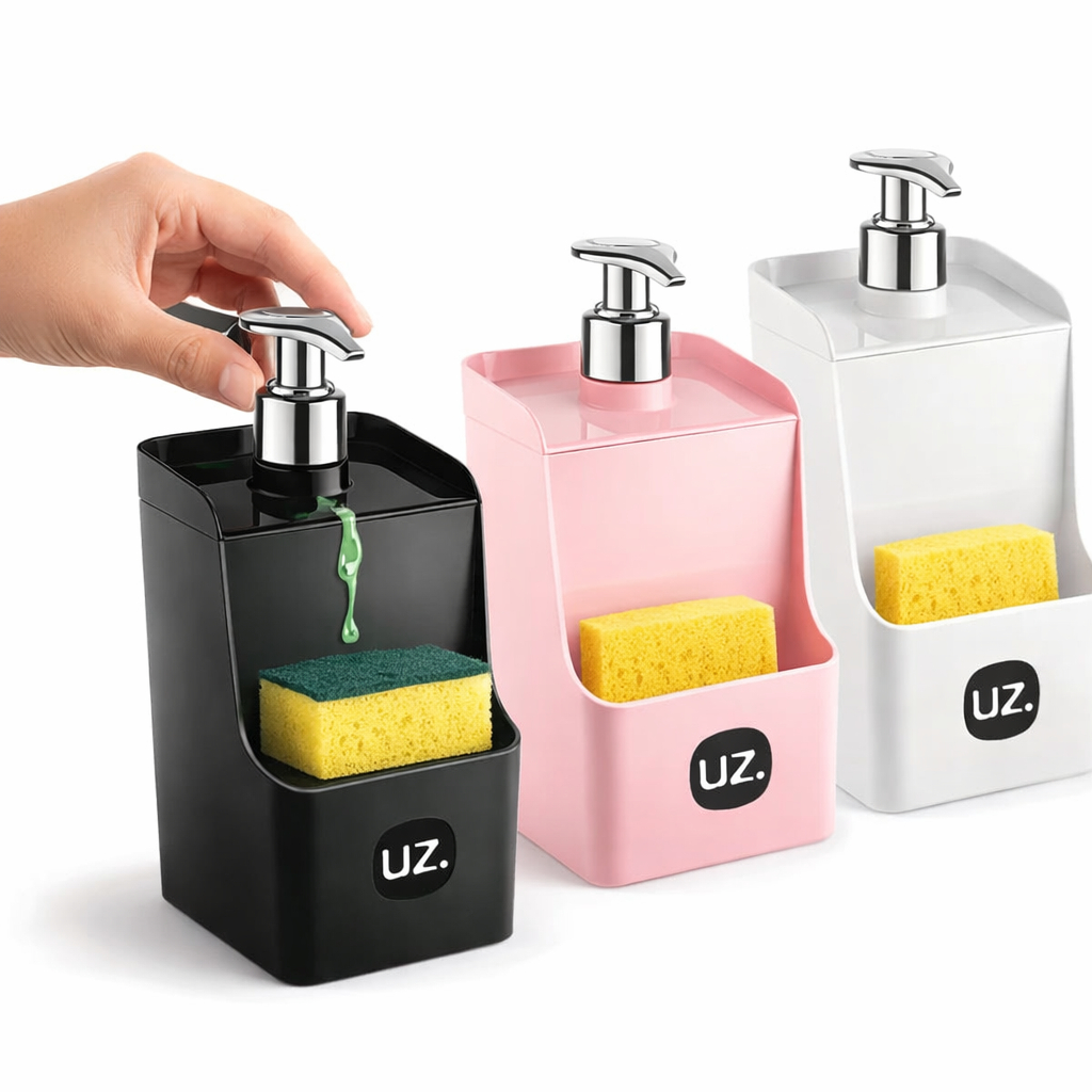 Porta Detergente 500ml UZ com Porta Esponja Organizador de Pia