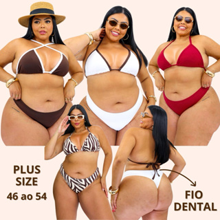 Biquini Plus Size Calcinha Fio Dental Cortininha Asa Delta Para Gordinhas Bikini Plus Size Grande Biquine Praia Piscina em Oferta na Shopee