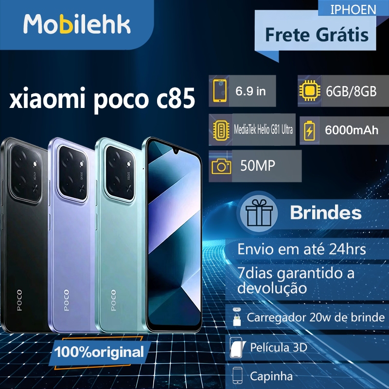 Celular Xiaomi POCO C85 Dual SIM 6+128GB 8+256GB Ram - Lacrado + Nota Fisca