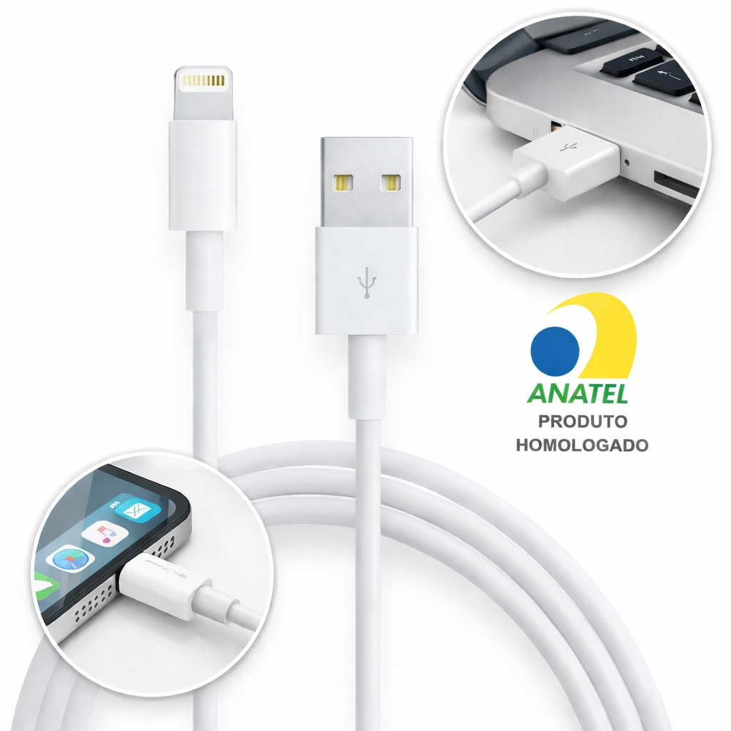 Cabo USB IOS Carregamento Rápido Premium 1M Compatível Iphone Apple