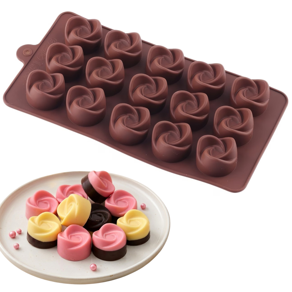 Molde de Silicone Rosas Chocolate Doces Bombom Balas Forma 15 cavidades Sabonete Resina Velas em Oferta na Shopee