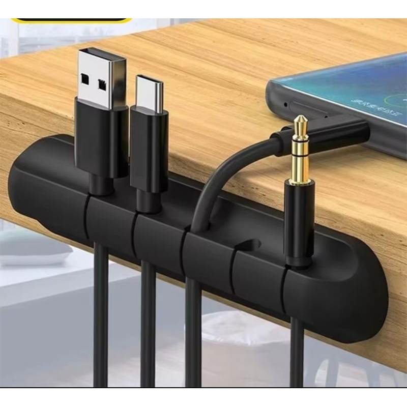 Organizador de Cabos Adesivo Silicone Para Mesa Suporte Fios Carregador USB