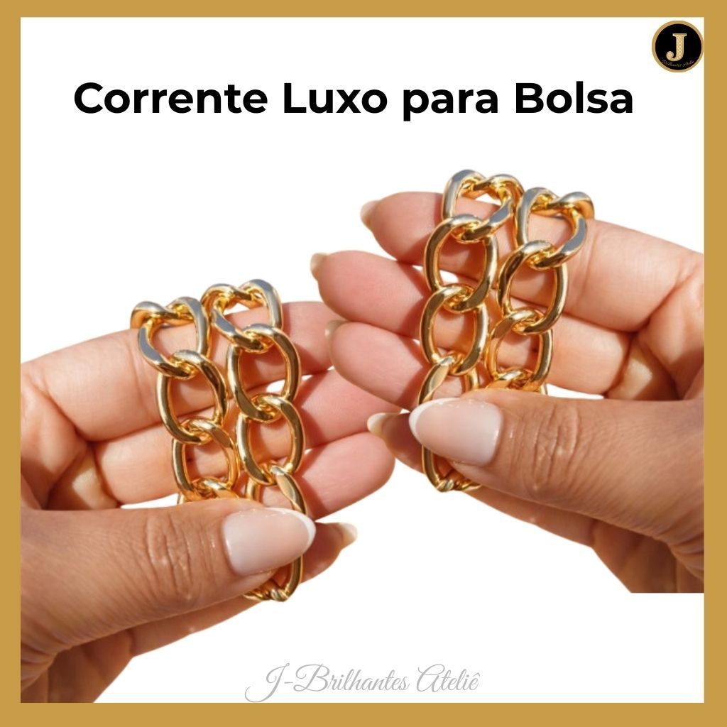 Corrente Dourada para Alça de Bolsa Feminina Metal Resistente Corrente para Bolsa Artesanal Crochê Luxo