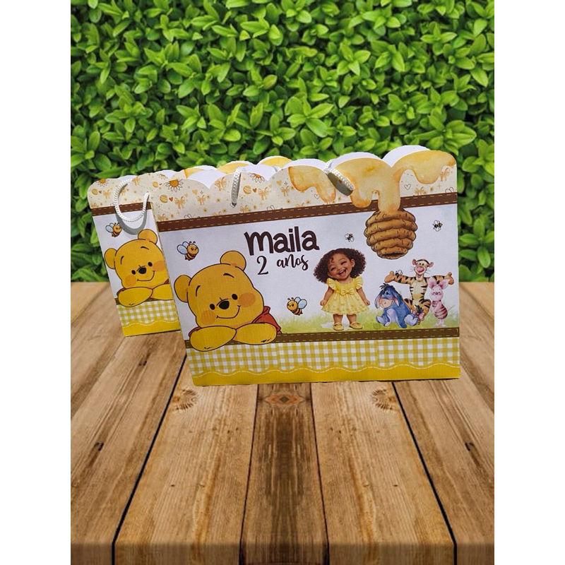 Sacola personalizada URSO POOH - lembrancinha aniversário - bolsinha festa