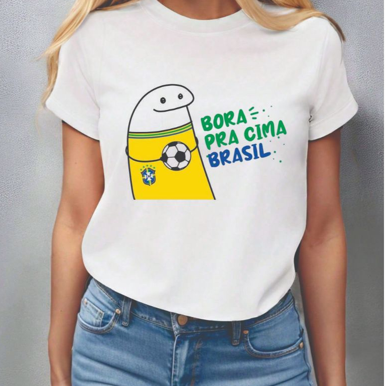 Camiseta Leão Brasil Copa do Mundo Babylook e Camiseta Unissex Torcida Futebol