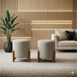 Puff Gold banco com pés de Madeira  Elegância e Conforto Para Seu Ambiente em Oferta na Shopee