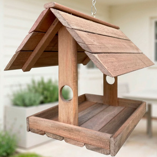 Comedouro para Pássaros em Madeira Natural Suspenso | Alimentador Artesanal para Quintal eJardim em Oferta na Shopee