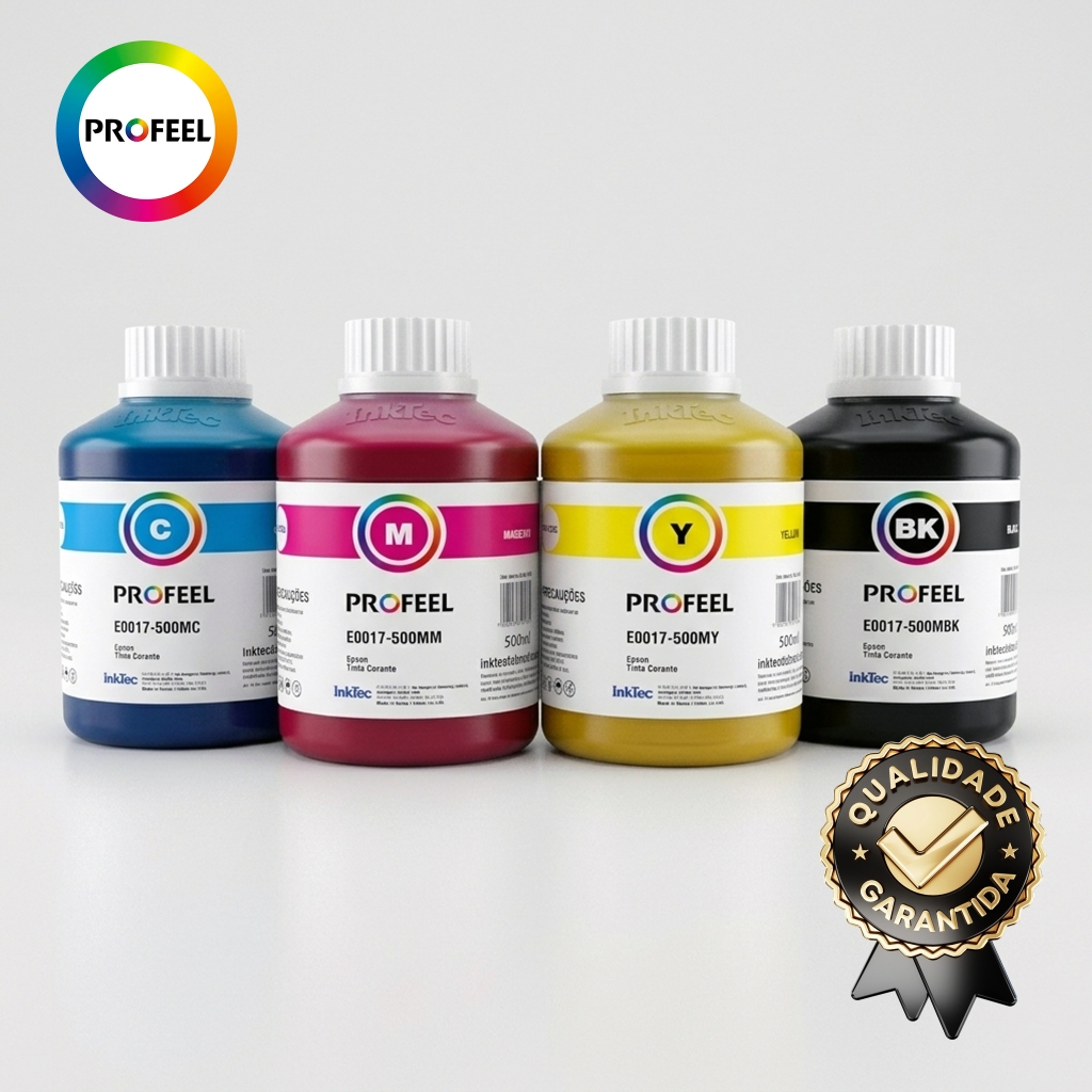 Tinta Corante Inktec Profeel Kit 4x500ml Compatível Impressora Epson Série L Ecotank T544 T664