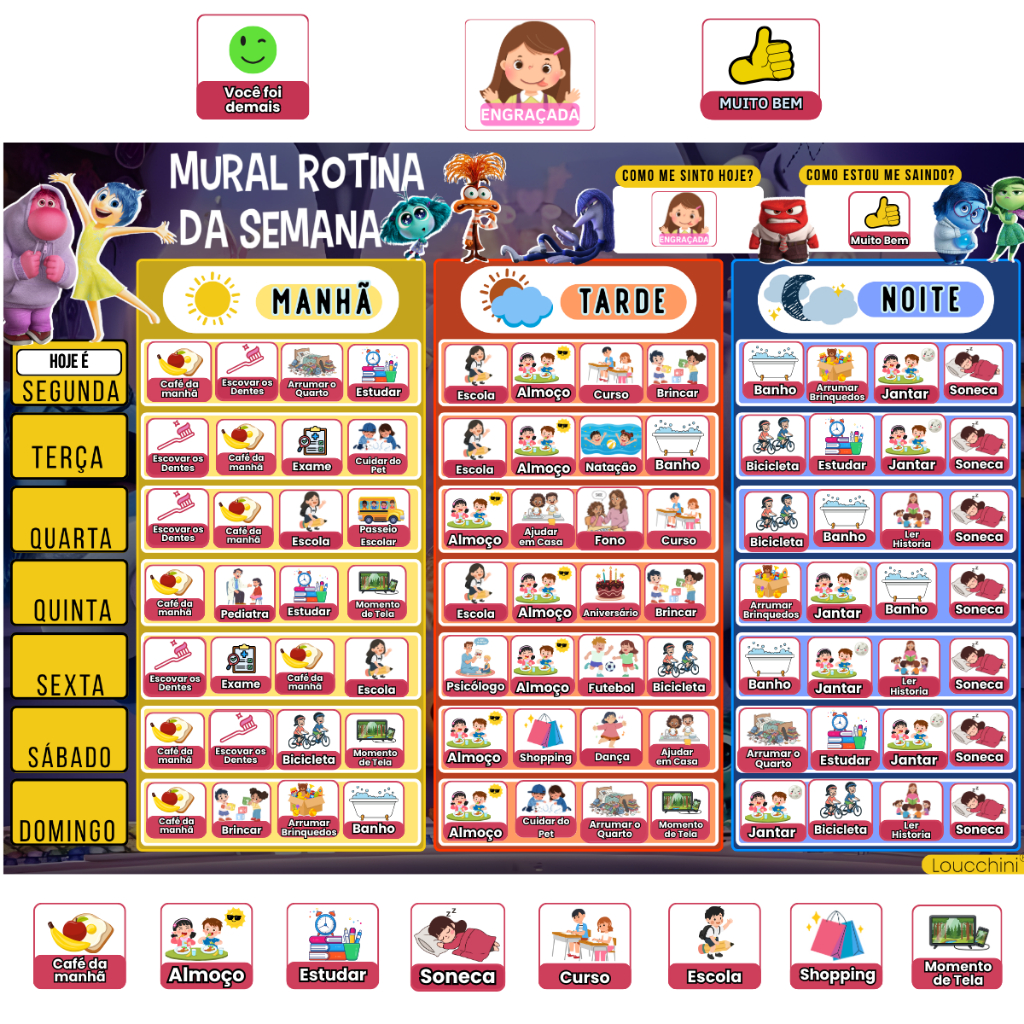 Quadro de Rotina Infantil Magnético "Divertidamente" 178 Tags Organização Semanal Crianças Geladeira em Oferta na Shopee