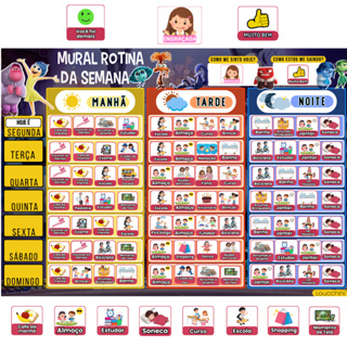 Quadro de Rotina Infantil Magnético "Divertidamente" 178 Tags Organização Semanal Crianças Geladeira em Oferta na Shopee