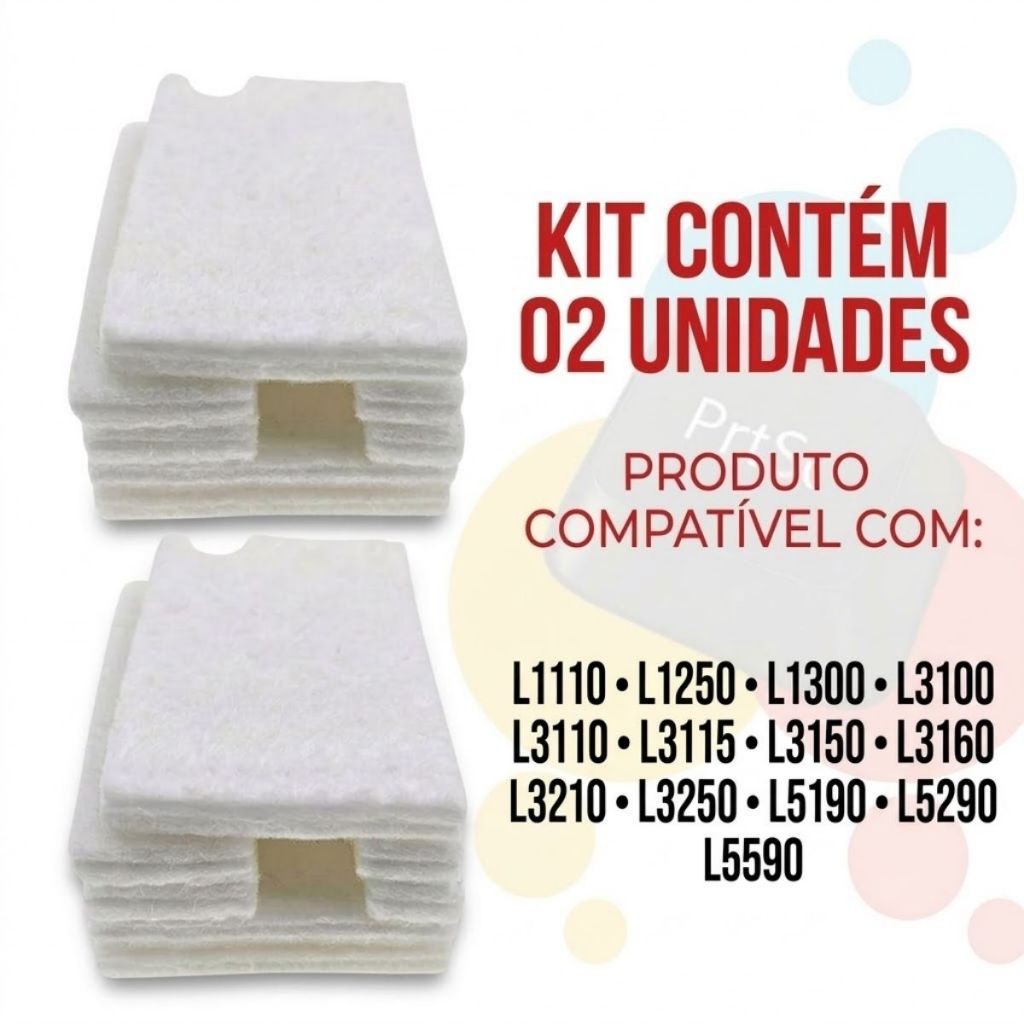 Kit 2 Feltro Almofada Esponja Absorvente Absolver Impressora Epson EcoTank Multifuncional Refil L3150 L3250 L3110 L5190 em Oferta na Shopee