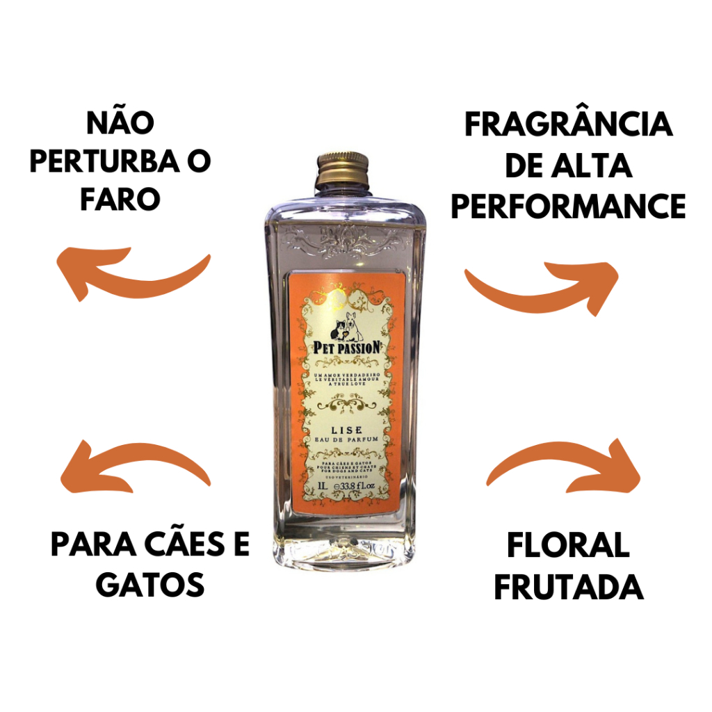 Perfume Lise 1l Pet Passion Para Banho e Tosa Banho e tosa Perfume pet de alta fixação importado cachorro cheiroso
