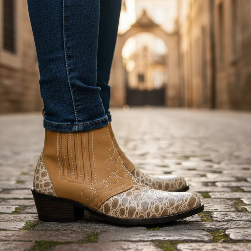 Bota Country Feminina Salto Carrapeta Botina Couro Legitimo Botinha Cavalgada Vaquejada Rodeio 3736