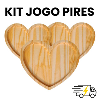 Kit Jogo de Pires em Madeira Pinus Coração Para Café Xícaras Chá Mesa Posta em Oferta na Shopee
