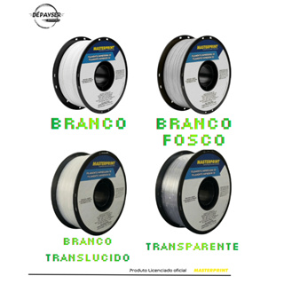 Filamento PETG Rolo Para Impressão 3D 1,75mm 1kg Branco, Branco Fosco, Branco Translucido ou Transparente - Masterprint em Oferta na Shopee
