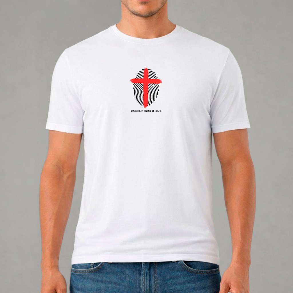 T-shirt Masculina Cristã Marcados por Cristo Leve Camiseta Estampada Camisa Premium Blusa Básica Crt Unissex