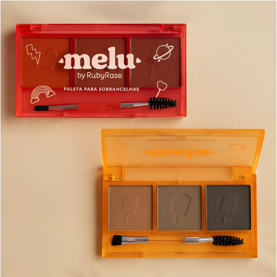 Paleta Sobrancelha Melu Ruby Rose Trio De Sombras - Pigmentada Cor 1 e Cor 2