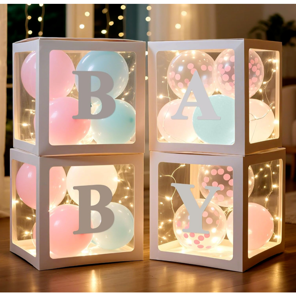 4 Cubos Baby Pintado / Decoração de Festa / Decoração Chá de Bebê e Revelação 30CM