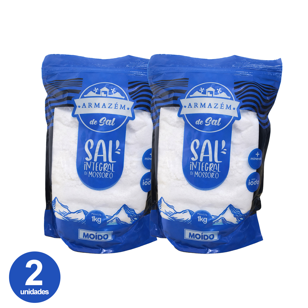 Sal Marinho Integral Mossoró Moído 2kg - Sem Iodo