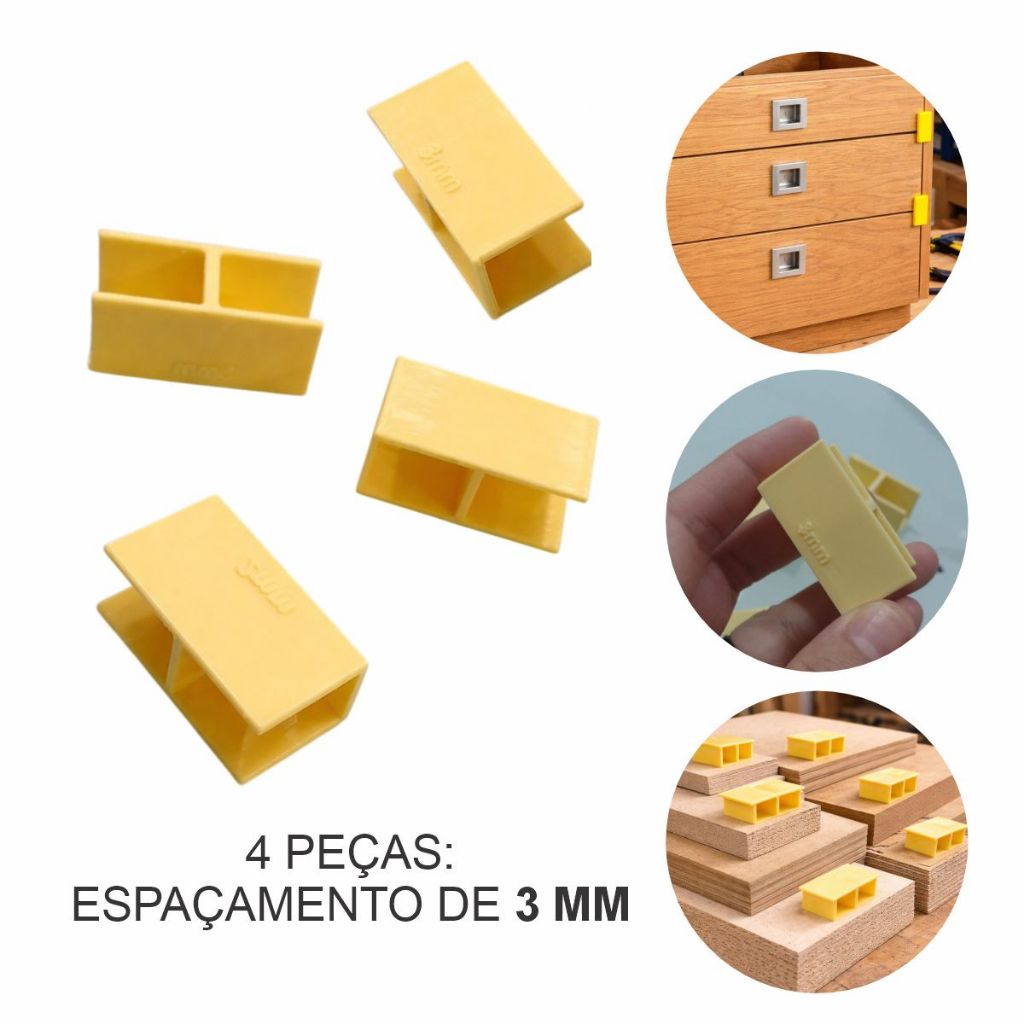 Gabarito para Instalação Frente Espelho de Gaveta Espessura 3 MM- MONTAGEM MDF 15 mm