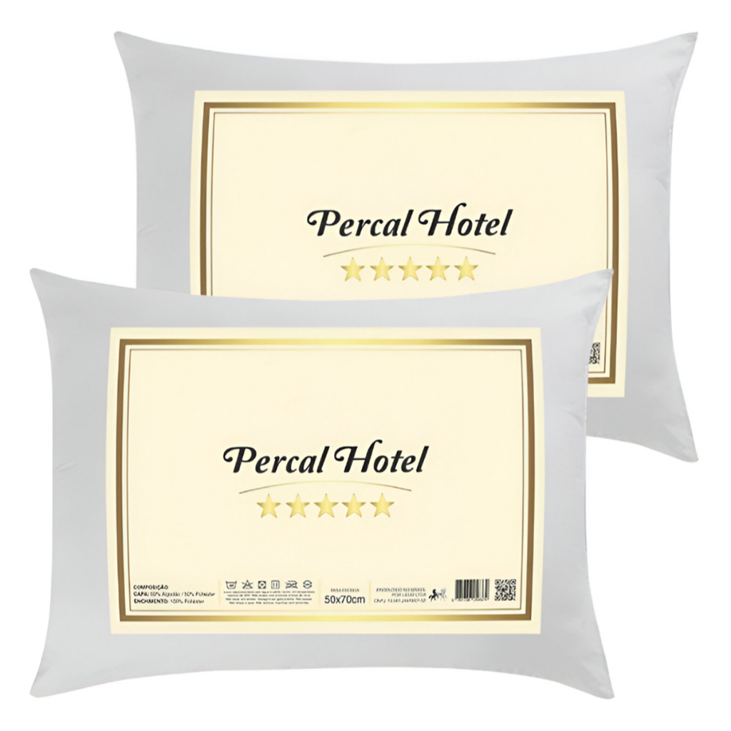 Travesseiros 75x50 Luxo Percal Hotel 100% Fibra Siliconada Toque macio Lavável Antialergico