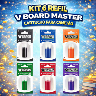 Kit 6 Refil Marcador Quadro Branco V-Board Master Pilot Original Recarga Cores Sortidas Tinta Intensa Fácil Troca em Oferta na Shopee