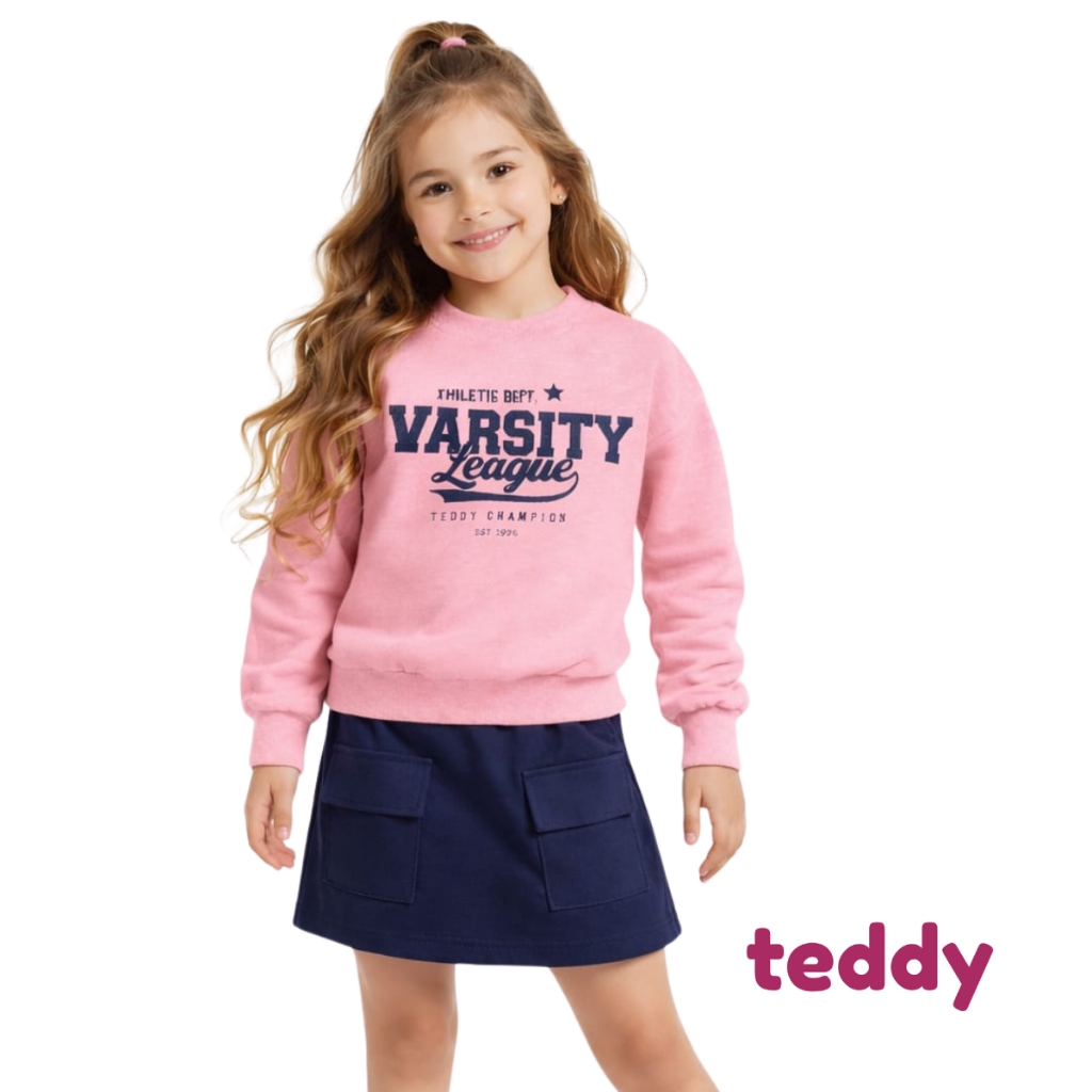 Conjunto infantil moletom flanelado inverno menina Teddy tamanho 6 ao 12 18052
