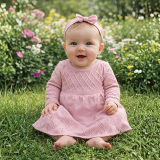 Vestido Tricot Lara Infantil Bebê Recém Pérolas Nascido Saída Maternidade em Oferta na Shopee