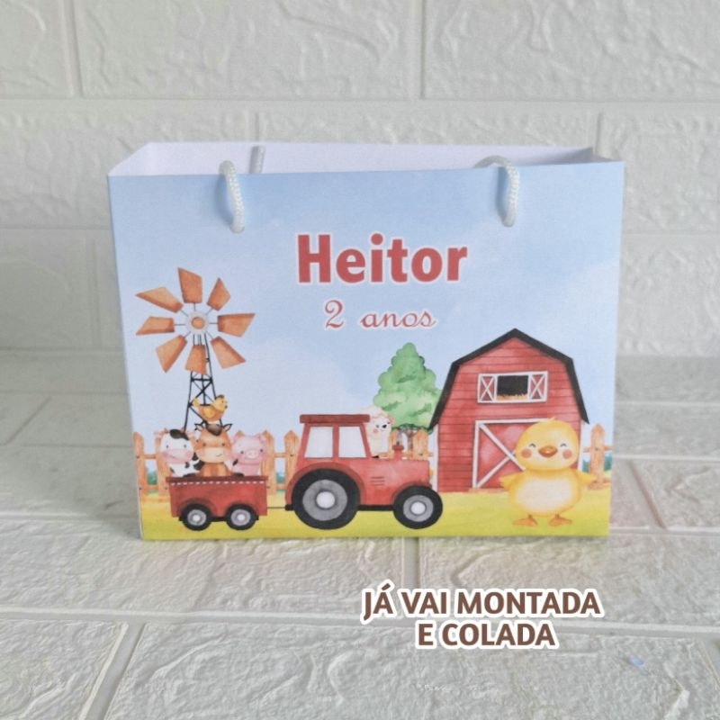 Sacolinha Personalizada Fazendinha  Vermelha ( já vai montada) Lembrancinha |Aniversário |Festa Infantil