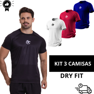 Kit 3 Camisetas Dry Fit Masculina Academia Treino Fitness Musculação Esportiva Respirável em Oferta na Shopee
