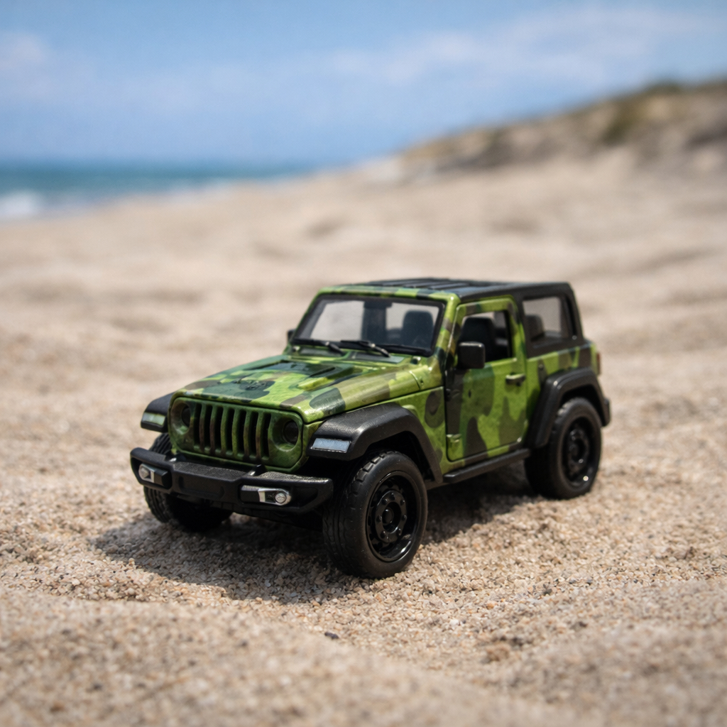 Miniatura Jeep Militar Wrangler Escala 1:32 Metal Com Fricção Abre Portas Ligeiro