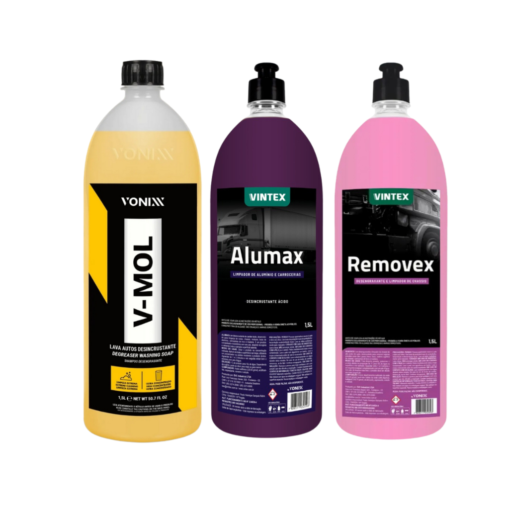 Limpeza Automóvel Desengraxante Alumax Removex VMol Vonixx Kit em Oferta na Shopee