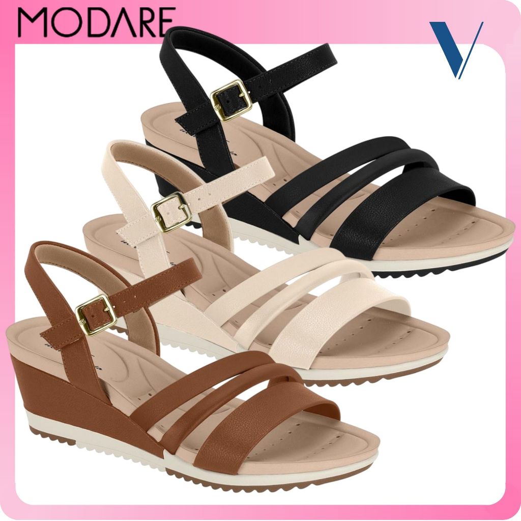 Sandália Anabela Modare Ortopédica Ultra Conforto Esporão Falcite Plantar Leve Bonita Estilosa