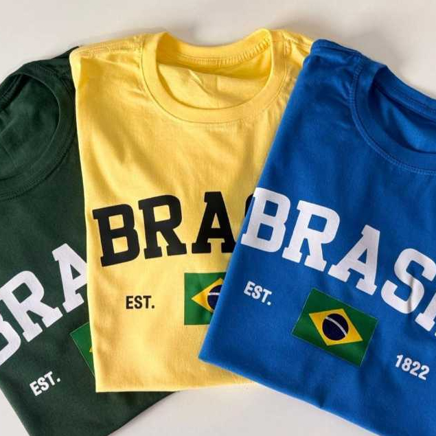 Camisa Feminina Brasil Camiseta Gola Redonda 100% Algodão