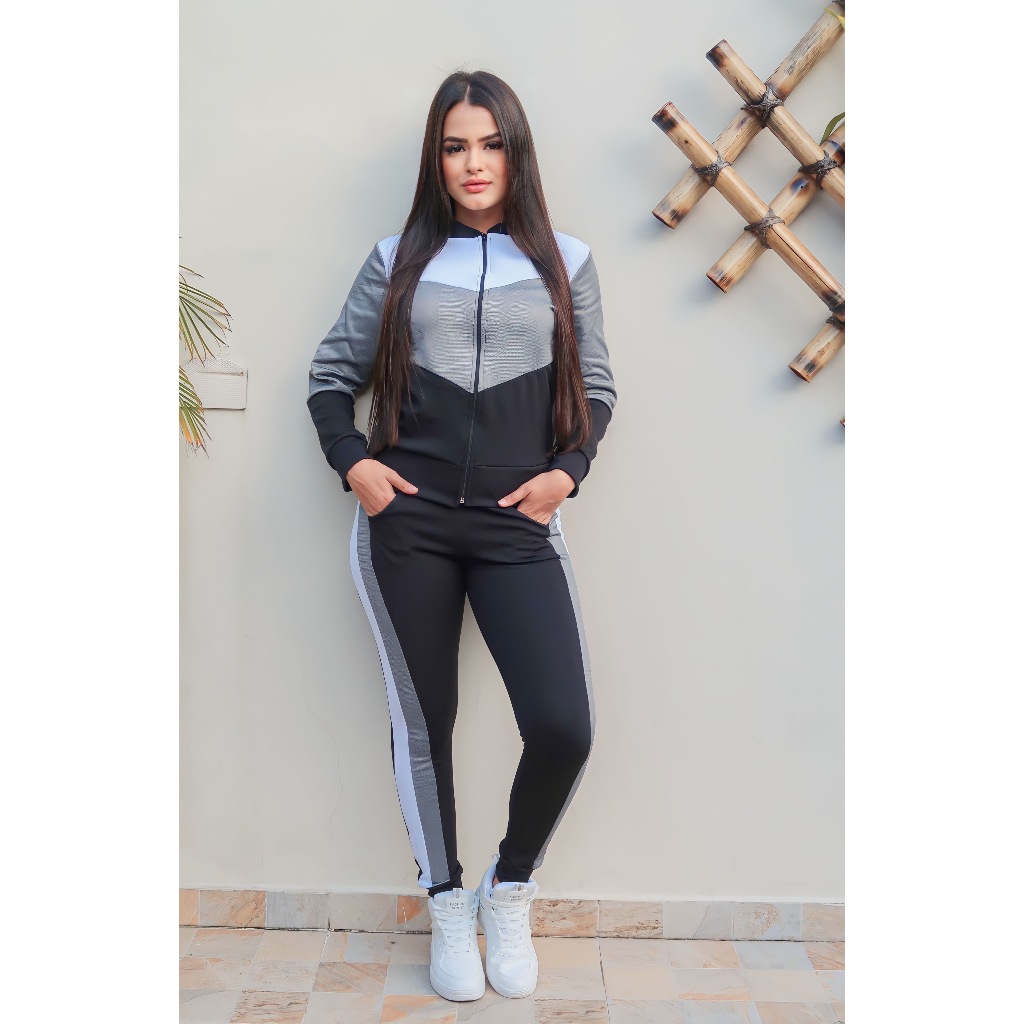 Conjunto Feminino Inverno calça e lusa manga longa Malha Crepe tamanhos especiais em Oferta na Shopee