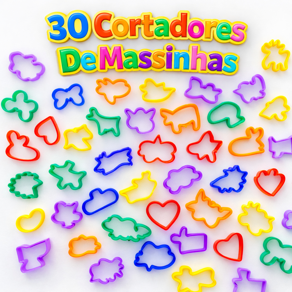 30 Cortador Forminha Molde p/ Massinha de Modelar Kit Festa lembrancinha