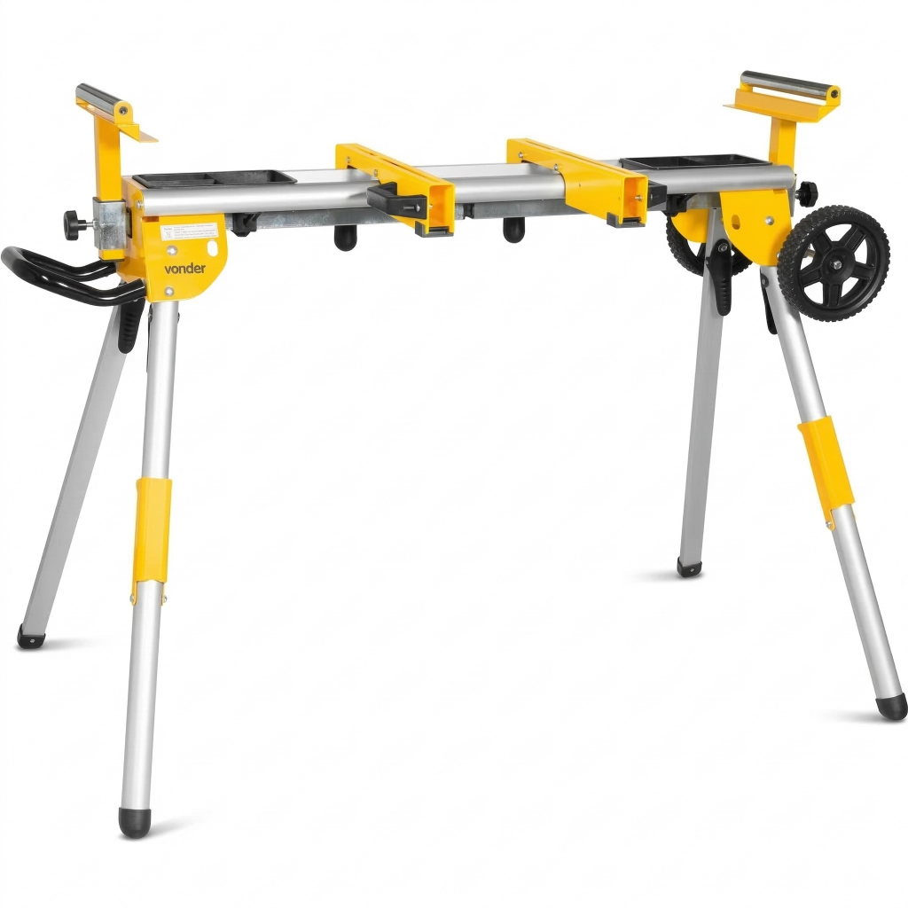 Bancada Mesa Suporte Serra Meia Esquadria Universal Vonder Dobrável Rodas Alumínio 150kg Extensível
