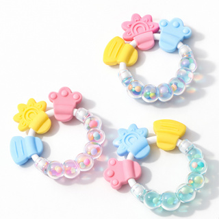 Mordedor para Bebê de Chocalho com Barulho Brinquedo Sensorial Azul Verde Rosa Sensorial BPA FREE em Oferta na Shopee