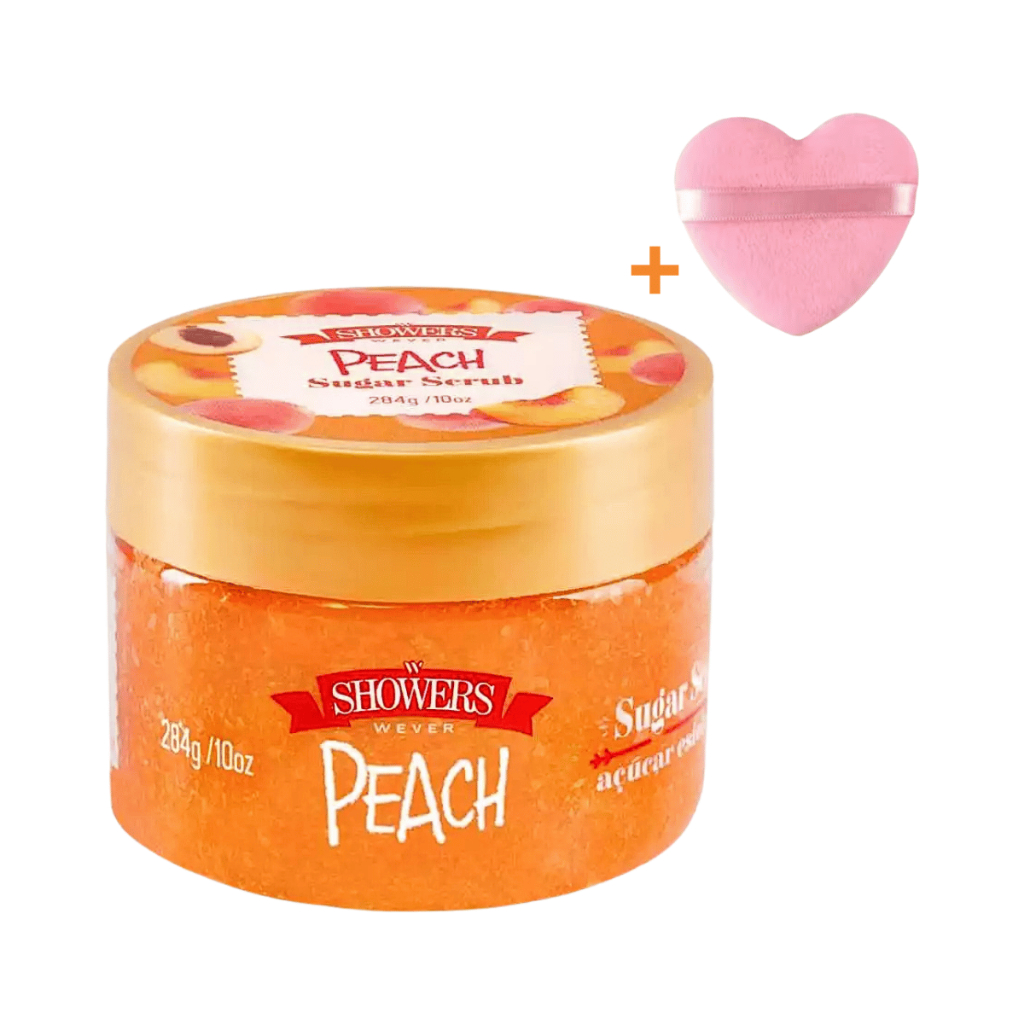 Kit 1 Esfoliante Corporal + Esponja de Poliéster Rosa Pêssego Frutas Amarelas