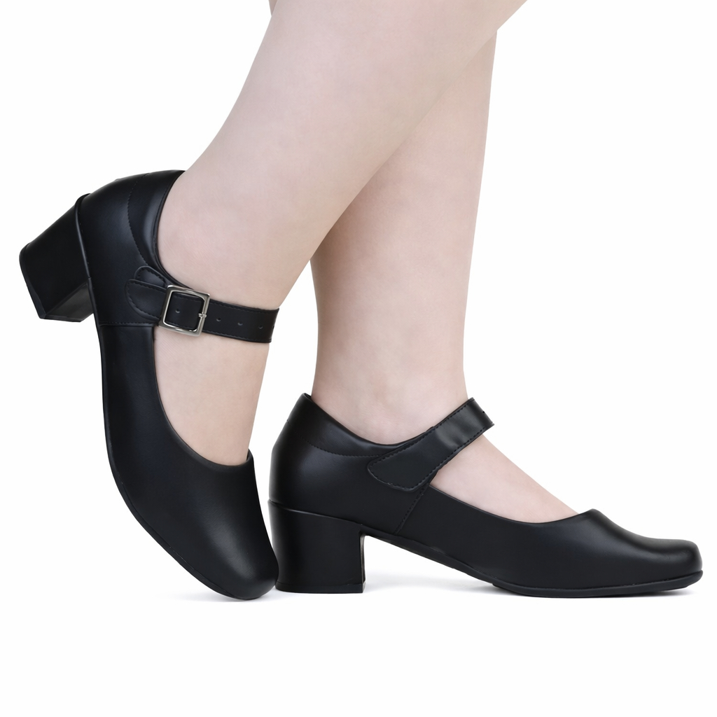 Sandália feminina salto sapato feminino casual salto grosso com fivela em Oferta na Shopee