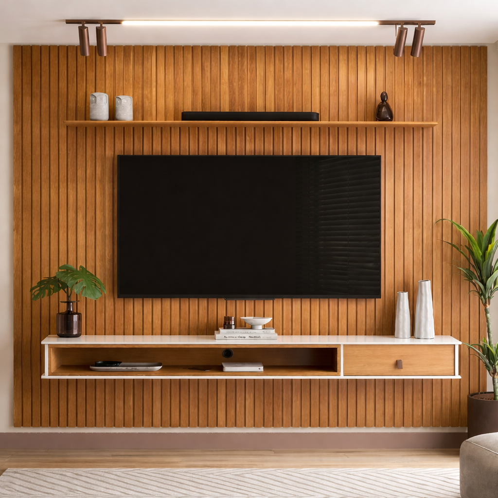 KIT COM ATE 20 PLACAS DE PAINEL RIPADO AUTOADESIVO EM MDF 45x11cm - Envio Full