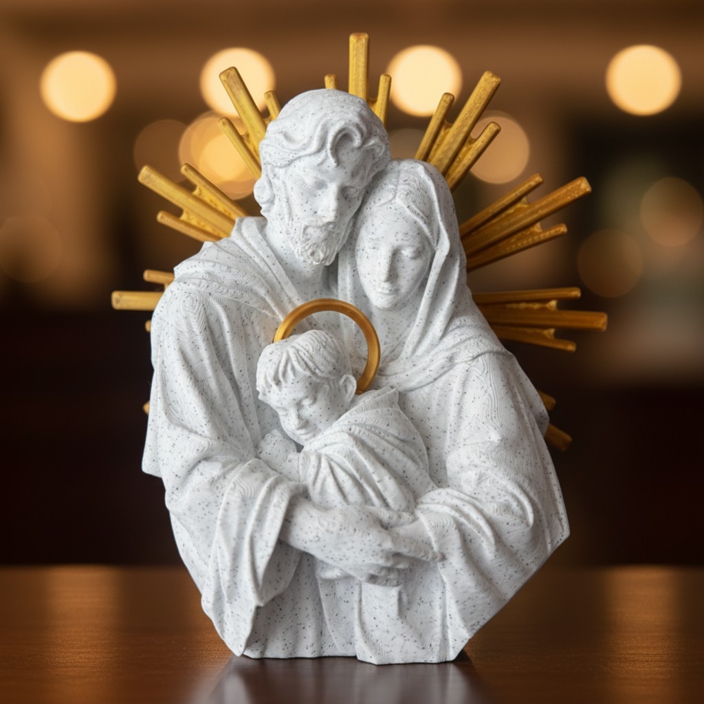 Sagrada Familia Decoração Imagem Religiosa Moderna Católica Casa Escultura Presente Oratório Jesus Maria São José Fé Lar