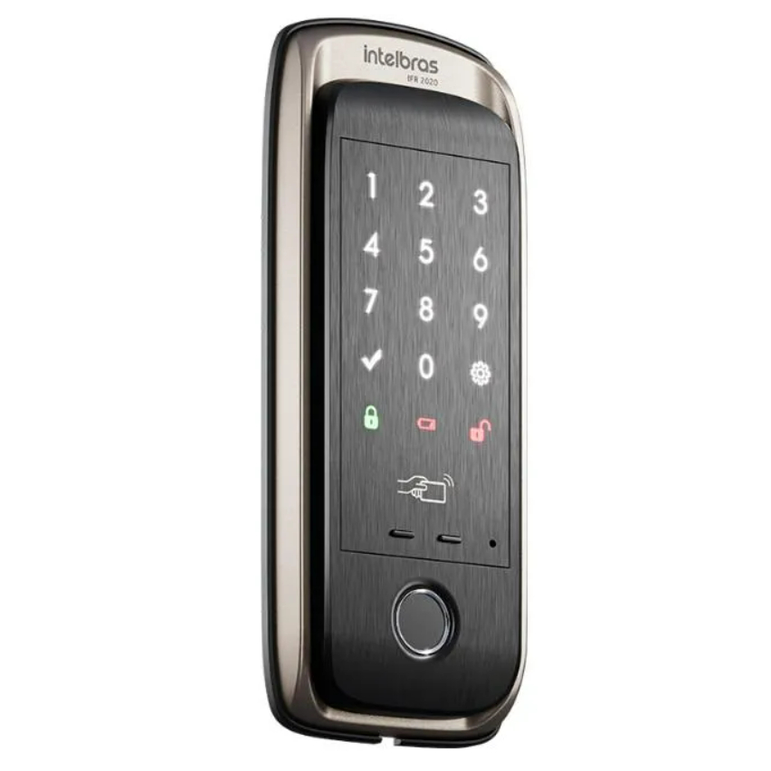 Fechadura Digital Intelbras IFR 2020 Smart C/ Abertura Por Biometria Senha Tag App Izzy e App Mibo